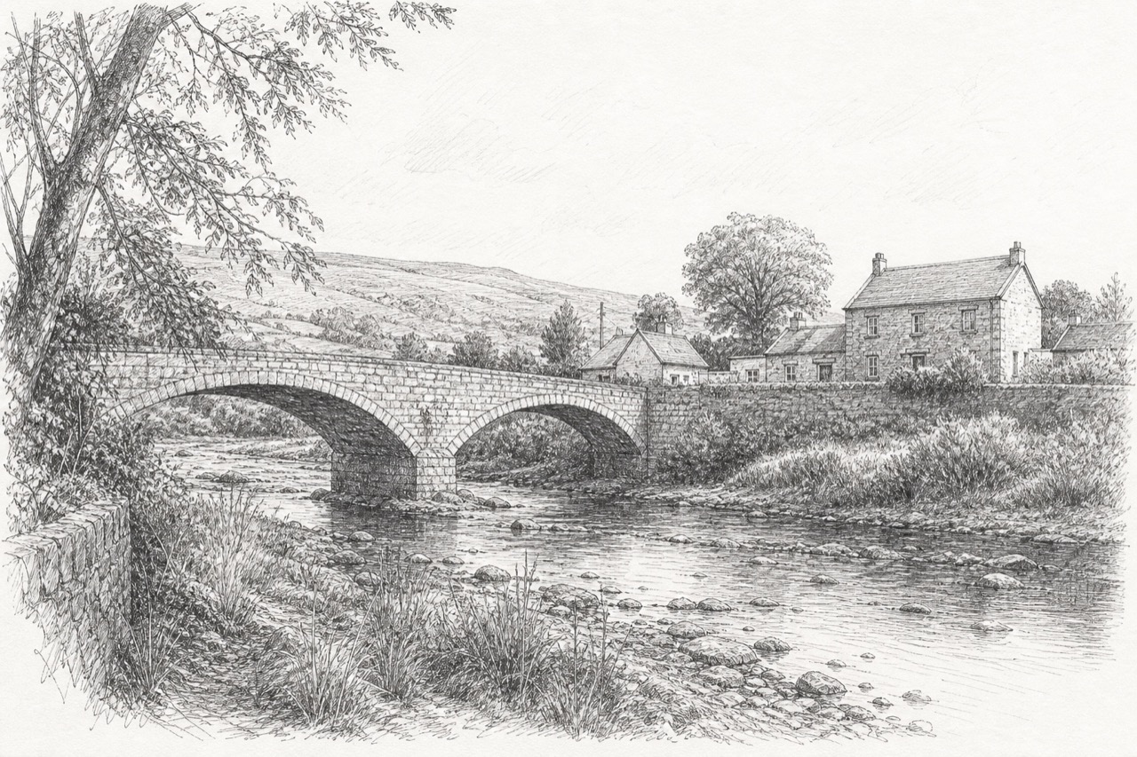 Hand-drawn pencil travel sketch for Crosby, Isle of Man