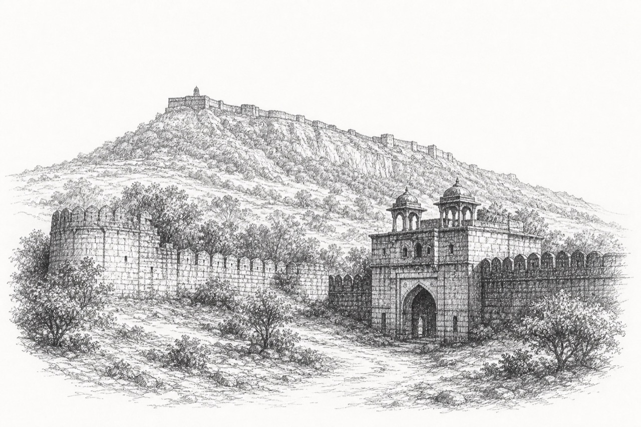 Hand-drawn pencil travel sketch for Hālol, India