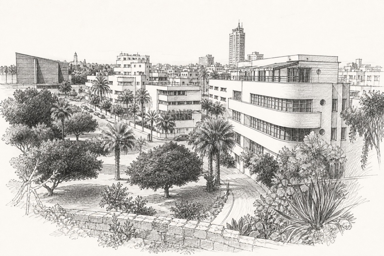 Hand-drawn pencil travel sketch for Jaffa, Israel