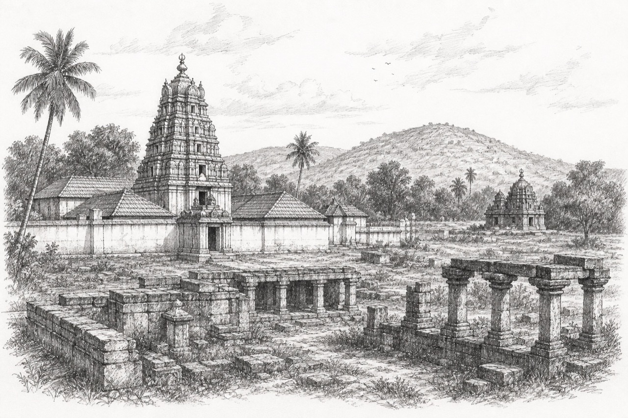 Hand-drawn pencil travel sketch for Kārkala