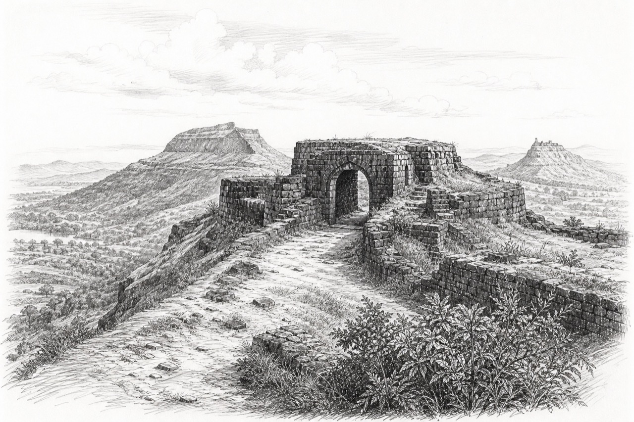 Hand-drawn pencil travel sketch for Lonavla