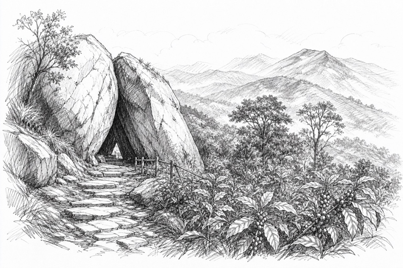 Hand-drawn travel sketch of Kalpetta and central Wayanad