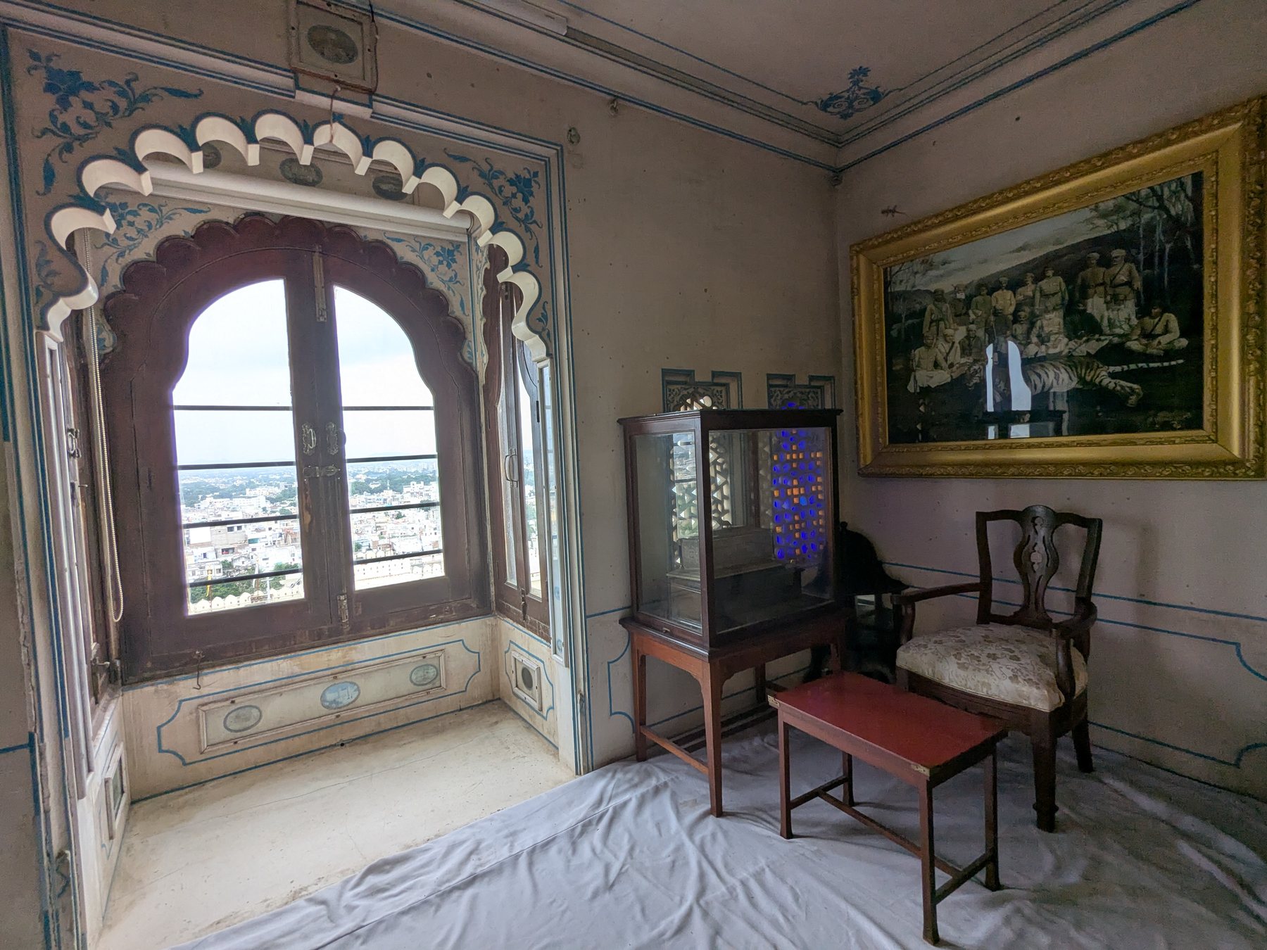 Udaipur and Lake Pichola framed by a palace window