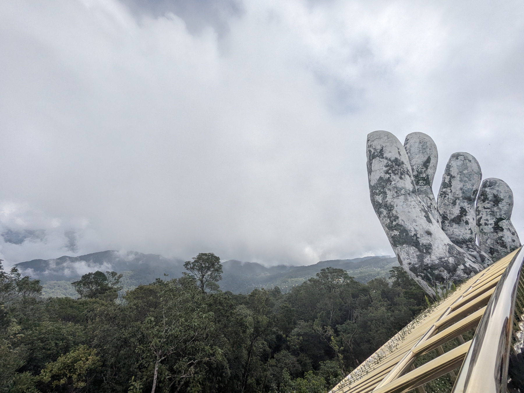 Golden Bridge in the mist at Ba Na Hills